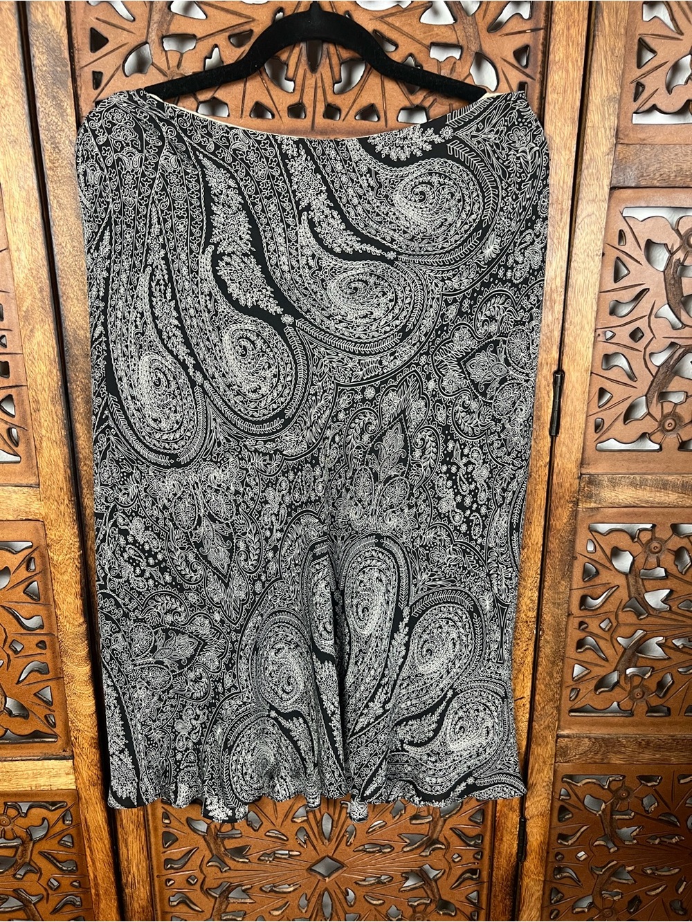 Vintage Nautica Silk Black and White Paisley Womens Skirt